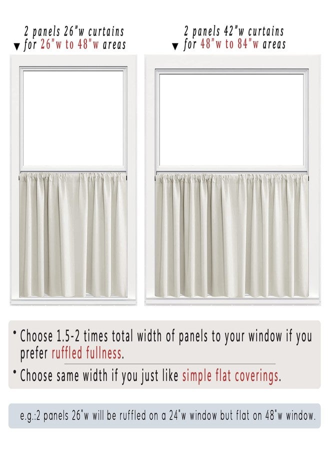 PANELSBURG Window Curtains 24 Inches Long Ivory Cream Short Sun Blocking for Kitchen Laundry Room Cabinet,Thermal Insulated Blackout Rod Pocket Small Cafe Curtain for Bathroom RV Camper Travel Trailers,2 Pack - Image 2